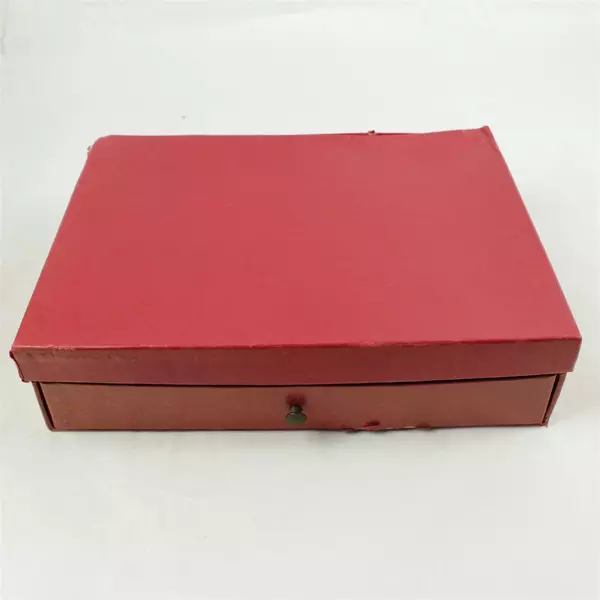 Vintage Red Letter Writing Stationery Box 8.5x11x3 in
