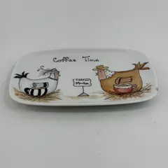 Jo Thackery Ceramic Chicken Pattern Coffee Time Tray