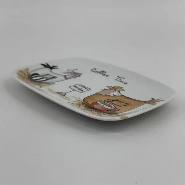 Jo Thackery Ceramic Chicken Pattern Coffee Time Tray