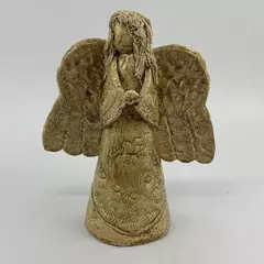 Handmade Gold Floral Pattern Art Pottery Angel Tree Topper 11.75"