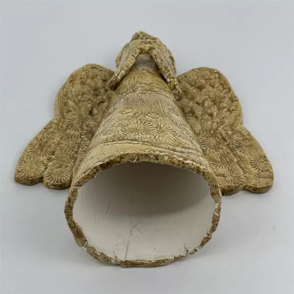 Handmade Gold Floral Pattern Art Pottery Angel Tree Topper 11.75"