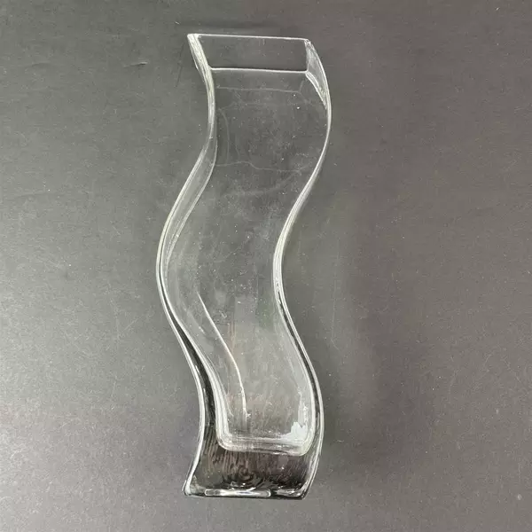 Clear Glass Curved Wave Vase 11.75"
