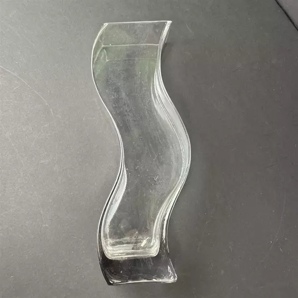 Clear Glass Curved Wave Vase 11.75"