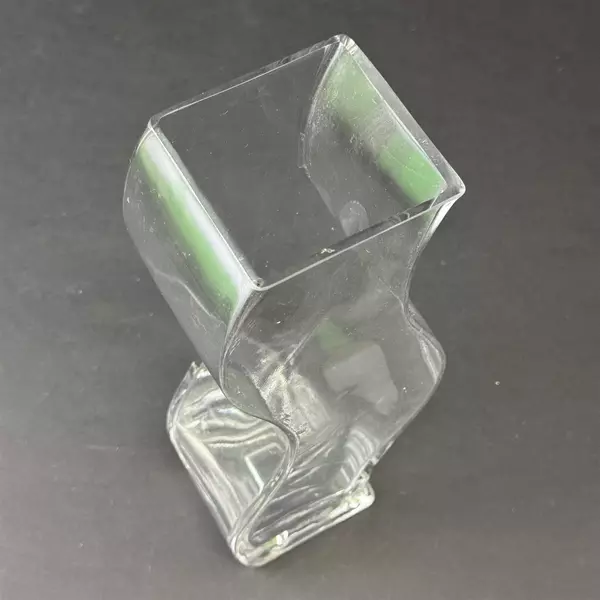 Clear Glass Curved Wave Vase 11.75"