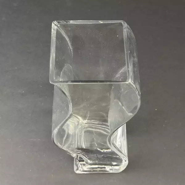 Clear Glass Curved Wave Vase 11.75"