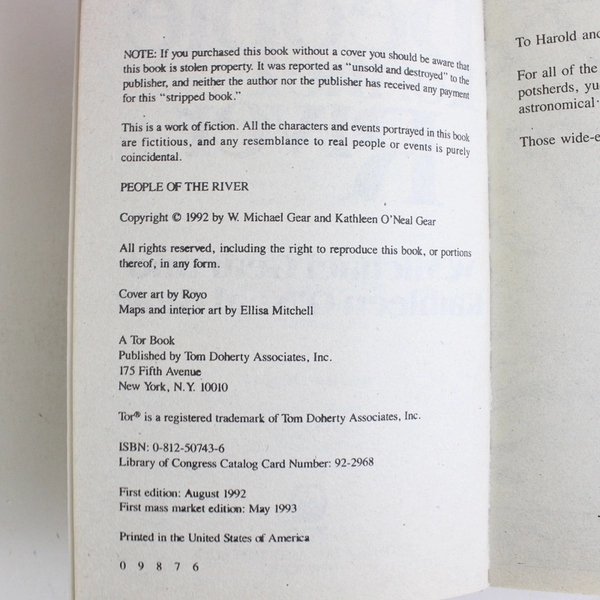 People of the River W Michael & Kathleen O'Neal Gear 1993 Paperback Good