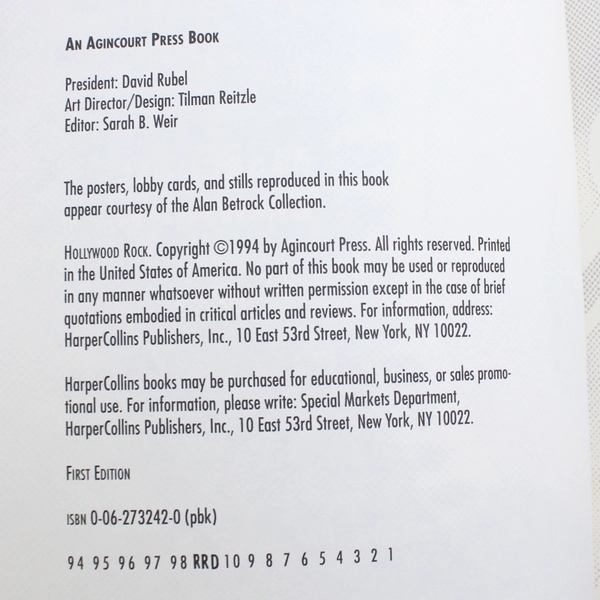 Hollywood Rock A Guide to Rock'n'Roll in the Movies Marshall Crenshaw 1st Ed PB