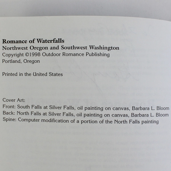 Romance of Waterfalls NW Oregon and SW Washington By Bloom & Cohen Signed PB