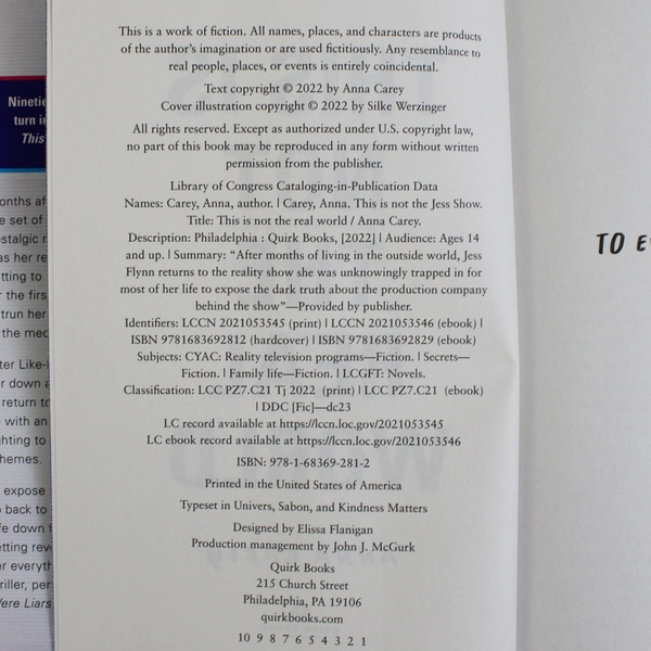 This Is Not the Real World By Anna Carey 2022 Hardcover Dust Jacket Good