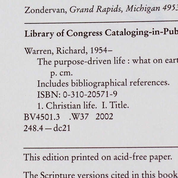 The Purpose Driven Life by Rick Warren 2002 Hardcover Dust Jacket Zondervan