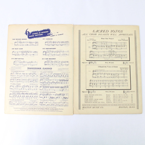 Lot Of 2 Vintage Sheet Music from 1942 Featuring Ay Ay Ay and The Holy City