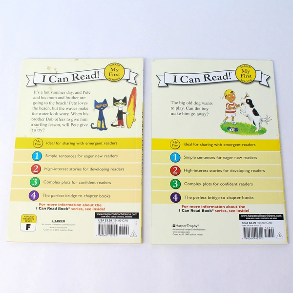 Lot of 2 I Can Read Books Go Away Dog Pete The Cat Pete At The Beach PB