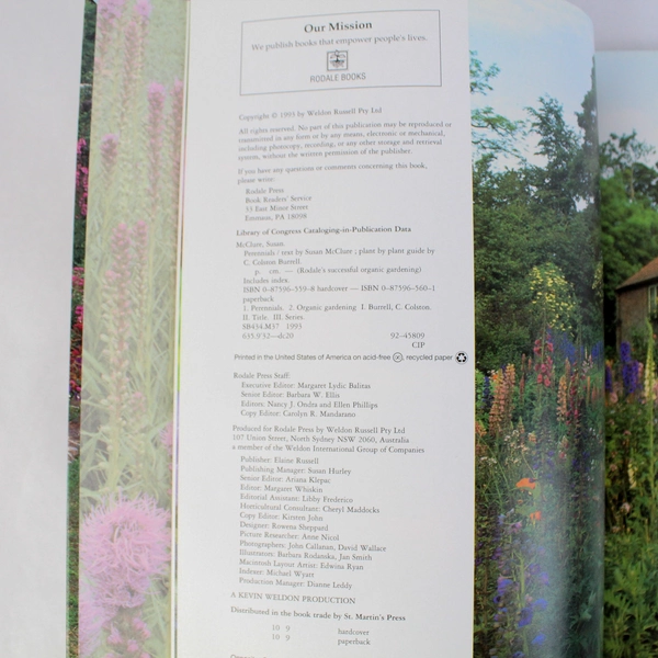 Perennials by Susan McClure 1993 Rodale Hardcover