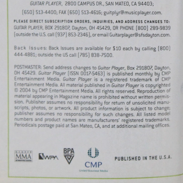 Vintage Guitar Player Magazine November 2005 Exclusive Interview Paul McCartney