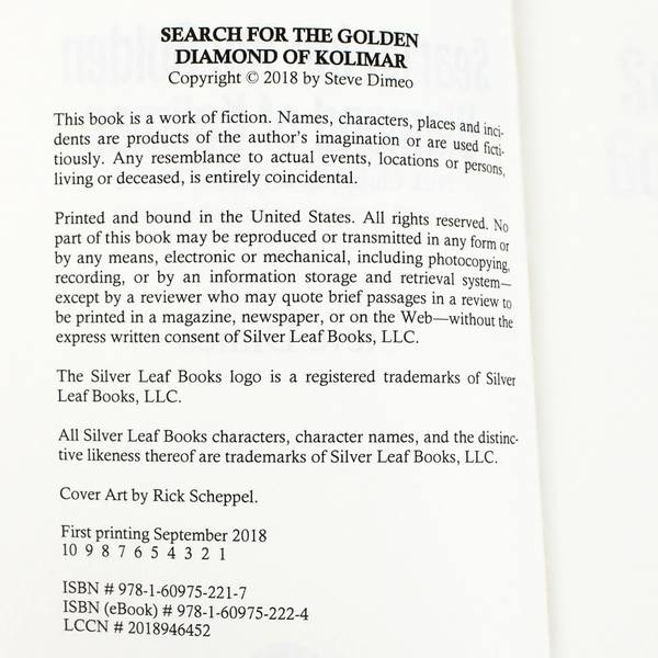 Search for the Golden Diamond of Kolimar by Steve Dimeo Nick Christmas Book PB