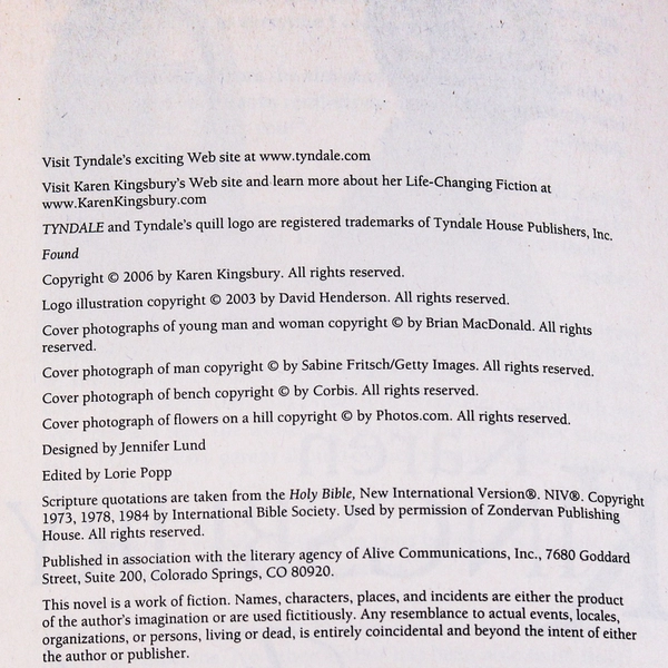 Found by Karen Kingsbury Baxter Family Drama - First Born Series #3 2006 PB