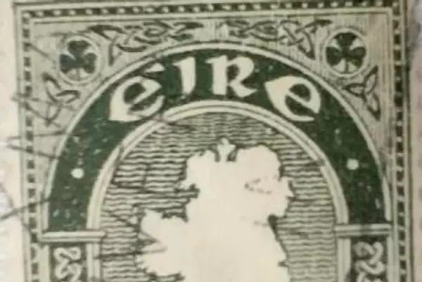 Rare 1930's Irish Stamp Eire 2 Pingin Green and White Stamp Used 