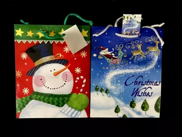 Lot of 6 Fortune Bags Christmas Gift Bags Santa Snowman Holiday Presents