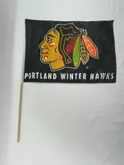 Lot of Portland Winterhawks Handheld Flags 13x17" Multicolored Polyester