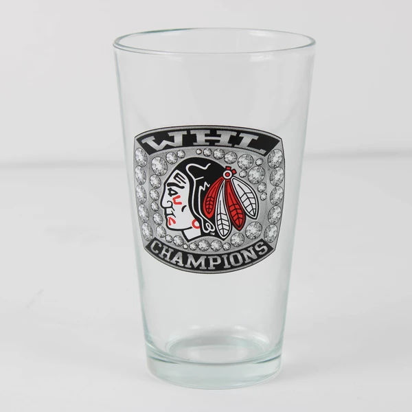 Portland Winterhawks WHL Champions Clear Drinking Glass 5.75" Tall