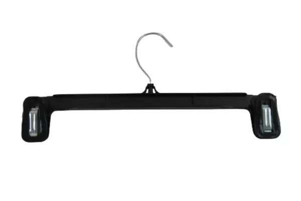 Lot of 10 Retail Pants Hangers Clips Plus Wide Adult Size Black Plastic Metal