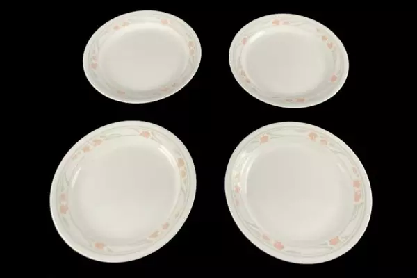 Corelle Peach Garland Bread Dessert Plates Set of 4 Discontinued Chip