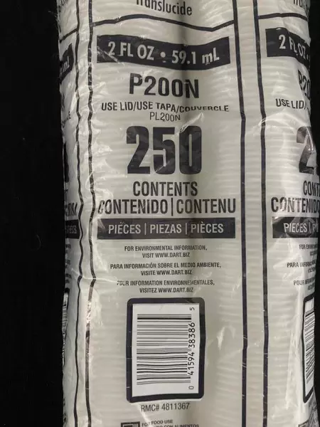 Dart Solo Souffles Translucent Portion Containers Cups No Lid Sealed 250Ct P200N