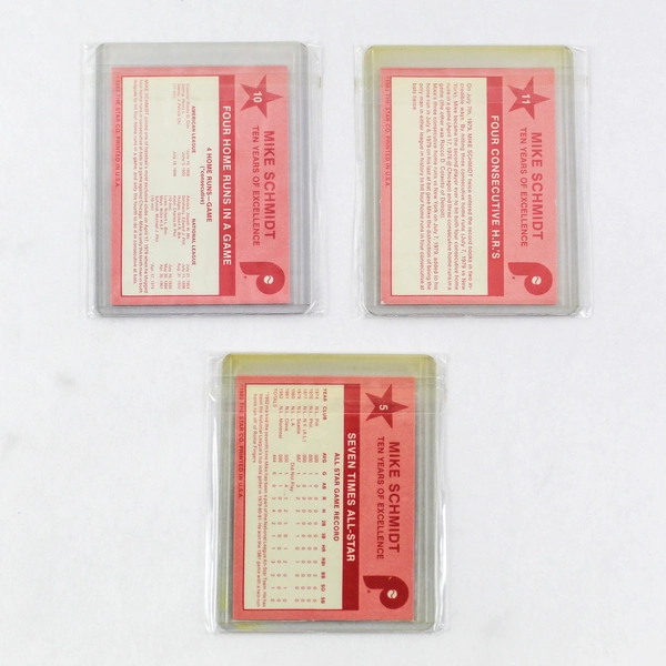 Lot of 3 Vtg 1983 Mike Schmidt Baseball Cards - All Star Home Runs