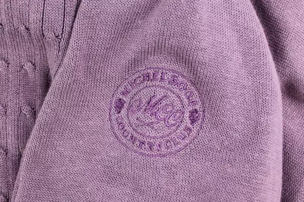Tres Bien Full Zip Sweater Lavender Michelbook Country Club Women's Size M