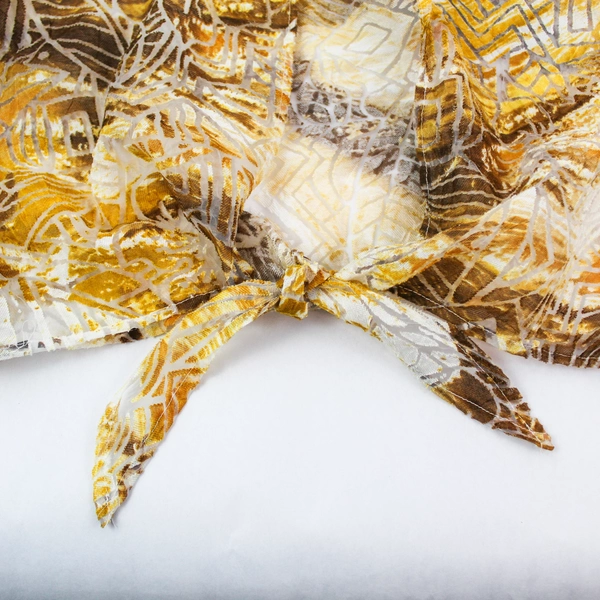 Alfred Dunner Open Front With Tie Cardigan Women's Size 12 Yellow Brown White