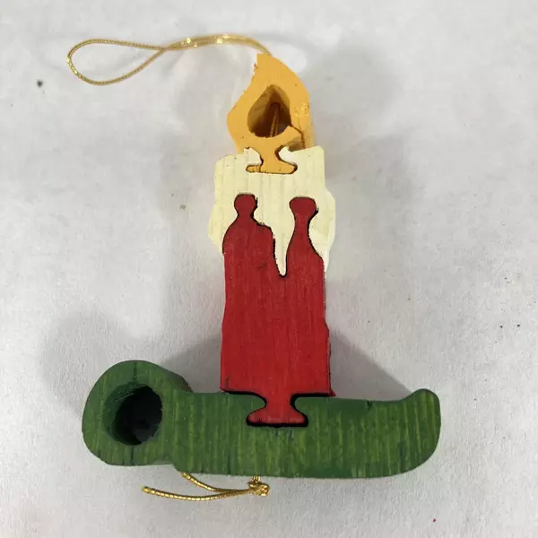 Set of 7 Assorted Handmade Wood Puzzle Christmas Ornaments Santa Tree Soldier