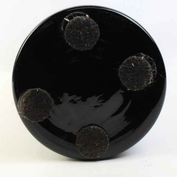 Large Black Glass Vase With Gray Swirls 16"
