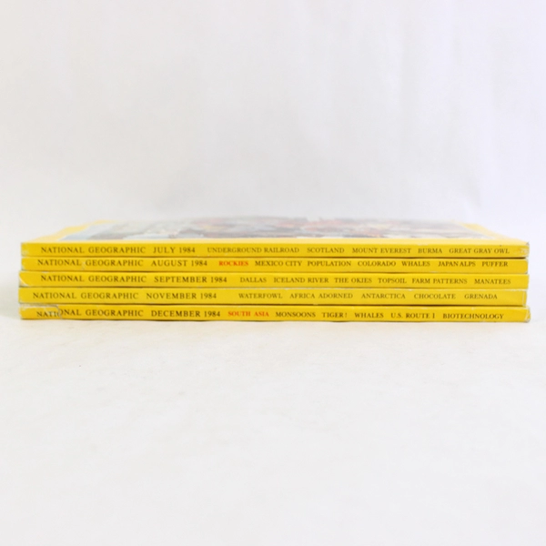 Vintage Lot of 5 National Geographic Magazines July Aug Sept Nov & Dec 1984