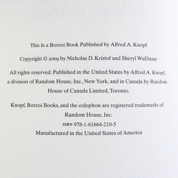 Half The Sky by Sheryl WuDunn and Nicholas D Kristof 2009 Paperback 