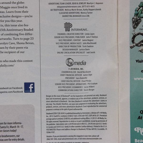 Lot of 2 Beadwork Magazine Feb/March & April/May 2013 