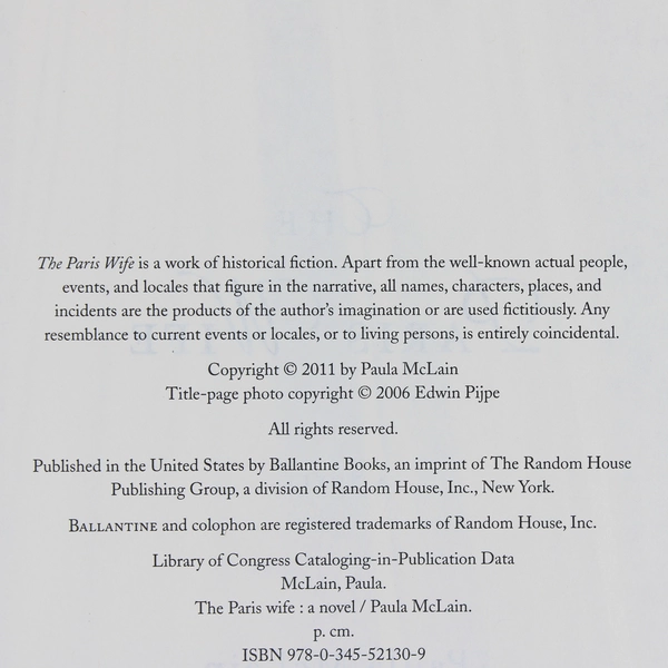 The Paris Wife by Paula McLain 2011 Hardcover Dust Jacket 1st Edition