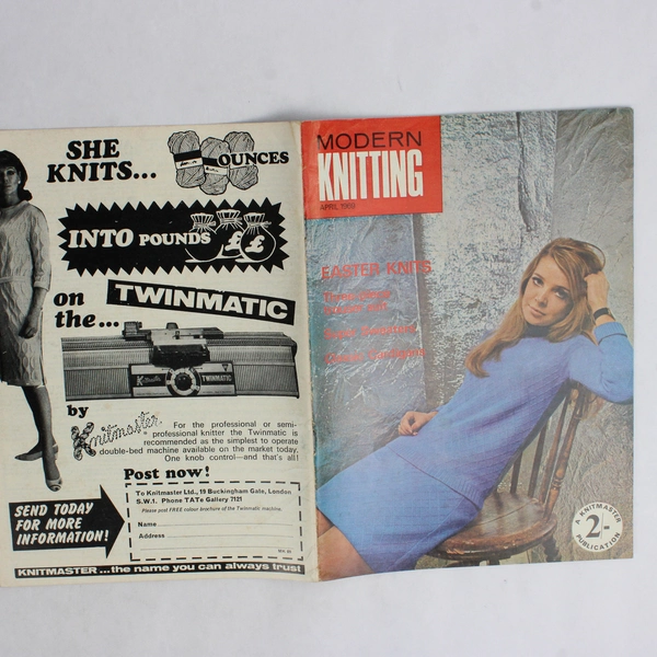 Vintage Modern Knitting Magazine Machine Knitting April 1969 Easter Knits
