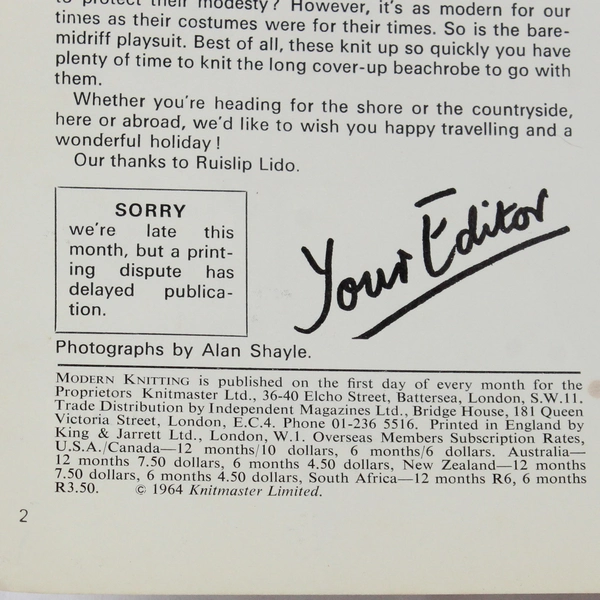 Vintage Modern Knitting Magazine Machine Knitting July 1970 Summer Wardrobe