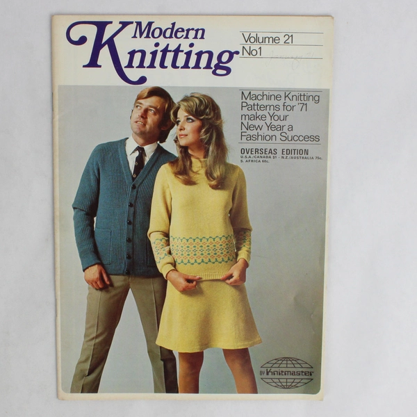Vintage Modern Knitting Magazine Machine Knitting January 1971 New Year Fashion