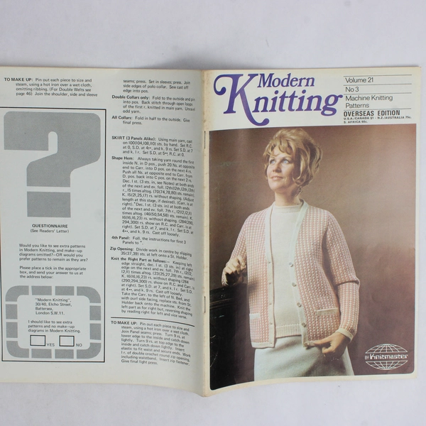 Vintage Modern Knitting Magazine Machine Knitting March 1971