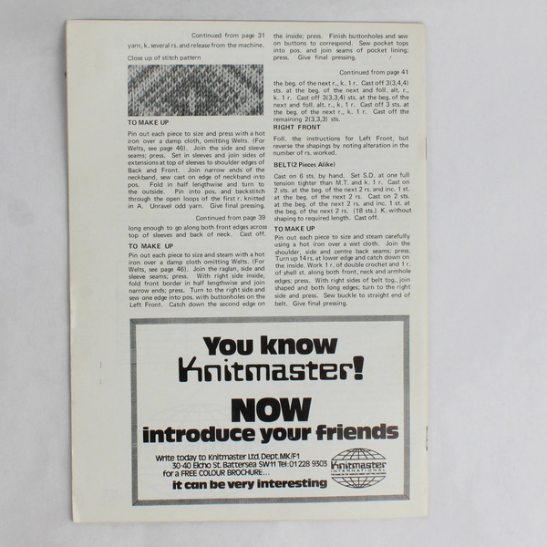 Vintage Modern Knitting Magazine Machine Knitting July 1971 With Tension Chart