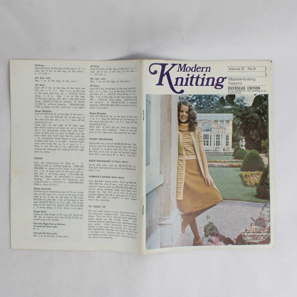 Vintage Modern Knitting Magazine Machine Knitting Sept 1971 With Tension Chart