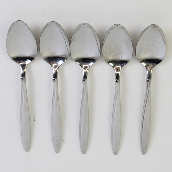 Lot of 5 Oneida Delmar-Taper Teaspoons Stainless Steel Glossy Finish