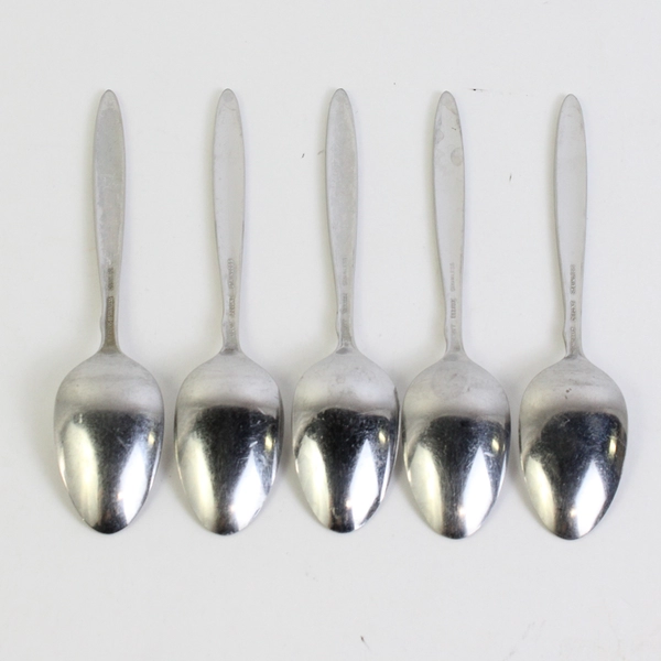 Lot of 5 Oneida Delmar-Taper Teaspoons Stainless Steel Glossy Finish