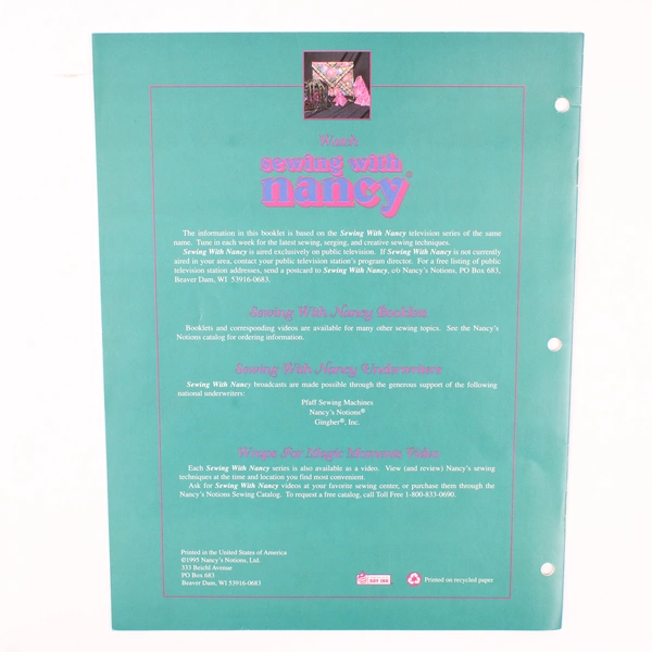 Sewing With Nancy by Nancy Zieman Features Wraps For Magic Moments 1995 PB