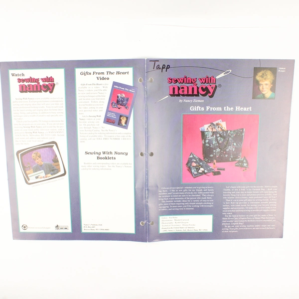 Sewing With Nancy by Nancy Zieman Features Gifts From the Heart 1992 PB