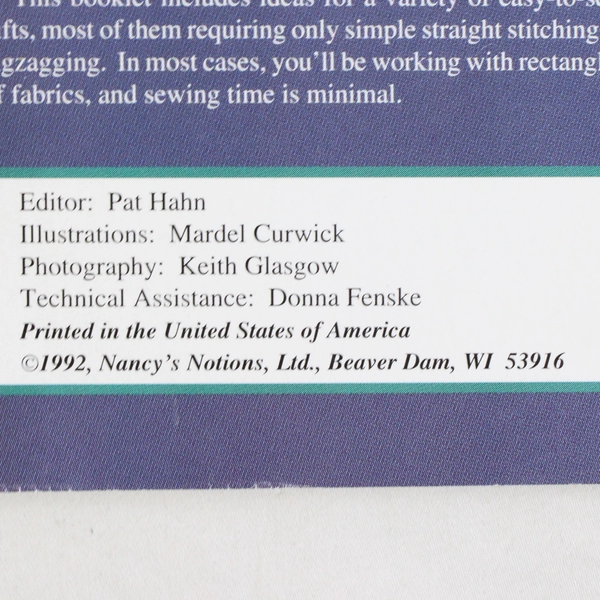 Sewing With Nancy by Nancy Zieman Features Gifts From the Heart 1992 PB