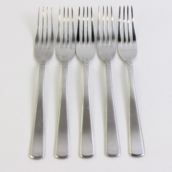 Lot of 5 Cambridge Ascot Forks Stainless Steel Flatware Glossy Finish