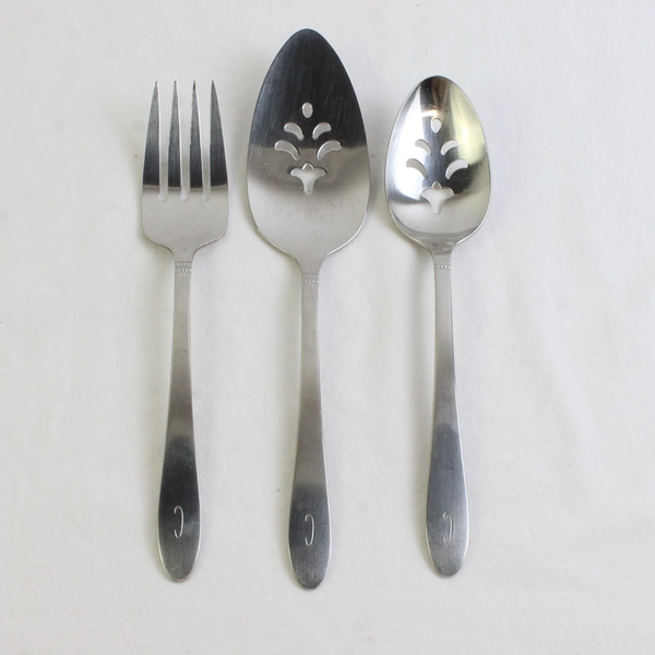 Oneida Community Estate Monogram Serving Set Stainless Steel Flatware Satin