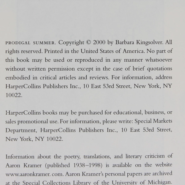 Prodigal Summer by Barbara Kingsolver 2000 Hardcover Dust Jacket 1st Edition